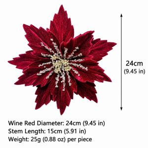 K10SEQ 24CM Hoa trạng nguyên nhân tạo Tự làm Đồ trang trí cây thông Noel Hoa đính sequin Đầy màu sắc Lấp lánh Hoa giả Trang trí nhà cửa