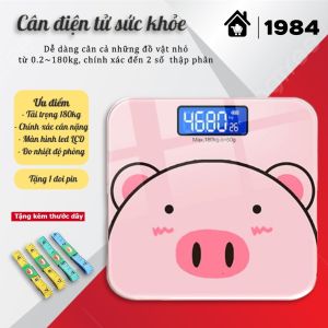 Cân Điện Tử Sức Khoẻ Hình Heo Hồng Dễ Thương Cân Điện Tử Bác Sĩ Gia Đình Mặt Kính Chịu Lực Tối Đa 200kg