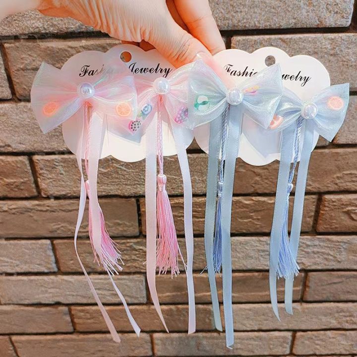 2Pcs princess super fairy sweet fashion butterfly bow ribbon hair clip