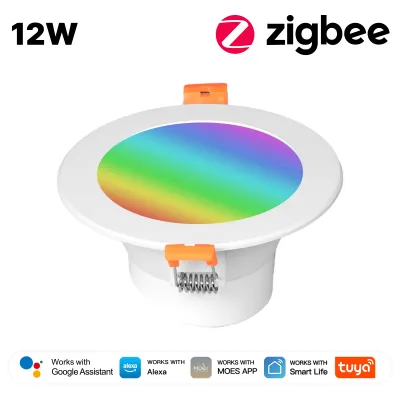 （New product）MOES Tuya ZigBee Smart LED Downlight Round Spotlights 9W/12W RGB Color Dimming Lamp Works with Alexa Google Home