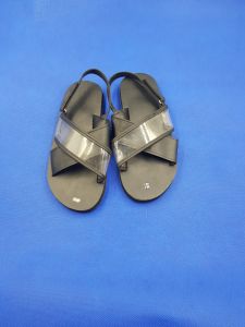 xăng đan đế bằng nam nữ A9 đen 1 chéo trong suốt -xăng đan học xinh