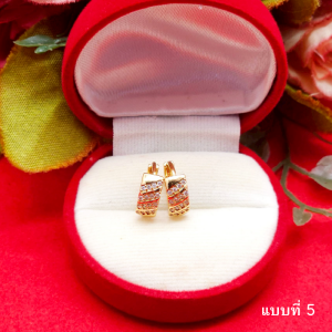 ต่างหูทองเคฝังเพชร แบบห่วง สีทองเค 14K งานชุบ งานแฟชั่น ใส่ง่าย ใส่ออกงานได้ ใส่ได้ทุกโอกาส รูปถ่ายจากสินค้าจริง พร้อมส่ง