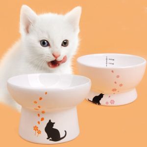 OUTOPEN Ceramic Cat Bowl Cute Creative Pet Drinking Feeder Food Dispenser Multi-use Dog Food Feeding Basin Neck Protection