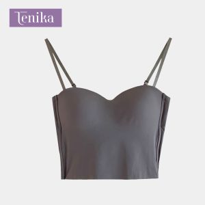 TENIKA เสื้อกล้ามผู้หญิงไร้รอย TANK TOP Ice Silk เสื้อในดันทรง ฟองน้ำชิ้นเดียว นุ่มสบาย  บราในตัว VES-023