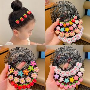 Kids Cute Disc Shape Inserted Comb Hair Clips Girl Bangs Pull Comb Hair Card Broken Hair Sorting Tool Hair Accessories