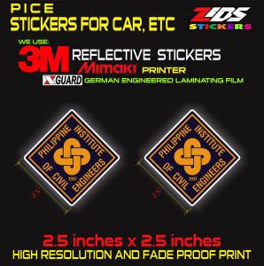pice philippine institute of civil engineer logo 3M reflective printed laminated sticker for cars motorcyle gadgets laptop etc.