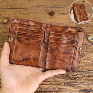 Vintage Style Men Genuine Leather Coin Purse Wallet Men with Coin Pocket Short Wallets Small Zipper Youth Purse with Card Holder2026