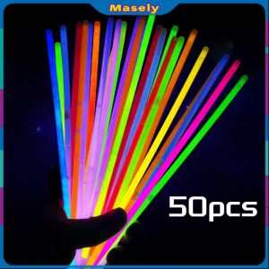 Masely Glow Sticks 100Pcs/50pcs Ultra Bright Glow Party Supplies with Connectors