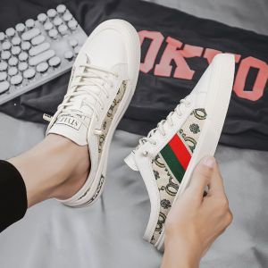 MIKEJIE Mens Shoes Autumn Breathable Lazy Canvas Board Shoes One Foot Mens Half Drag No Heel 2022 New Trendy Shoes Slippers