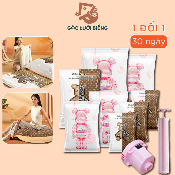 Túi hút chân không đựng chăn màn quần áo gấu bông Góc Lười Biếng chống ...