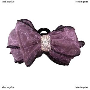 [COD] Modingdue Black Mesh Bow Rhinestone Hair Claw Vintage Elegant Hair Clamp Hairpin Shark Clips For Women Fashion Hair Accessories