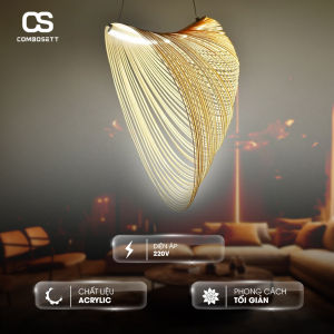 Đèn decor quán cafe Đèn treo thả trần hình nón chất liệu thép không ghỉ mạ màu vàng Gold Ánh sáng dạng sợi tính nghệ thuật đương đại phong cách Bắc Âu sang trọng Đèn 3 chế độ bật tắt đổi màu - Combosett