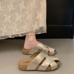 [Free Shipping] WomenS Summer 2026 New Style Soft Sole Closed-Toe Slip-On Slippers Slip-Resistant Breathable Flat-Soled Half-Slippers For Outdoor Wear