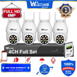 Wistino HD 4CH FHD 4MP Audio PTZ CCTV Camera WIFI Set Home Outdoor Colorful Night Vision Security WIFI IP Camera CCTV Wireless Connect Phone