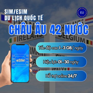 Sim 4G/5G Châu Âu 42 Quốc Gia EU – Du Lịch Thả Ga Online Liên Tục Không Giới Hạn Data | FREESHIP - CHƯA KÍCH HOẠT