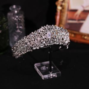 Gorgeous European Wedding Tiaras Crowns Zircon Crystal Headpieces Evening Brides Hair Accessories Prom Jewelry