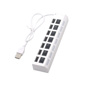 7 Port USB2.0 Splitter USB Port Splitter with Individual Switches 480mbps Multiple Port USB Adapter USB Extender for Lapto