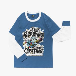 Kaos Anak Laki Laki Perempuan 1-12 Tahun Lengan Panjang Sambung Rib Start Creating