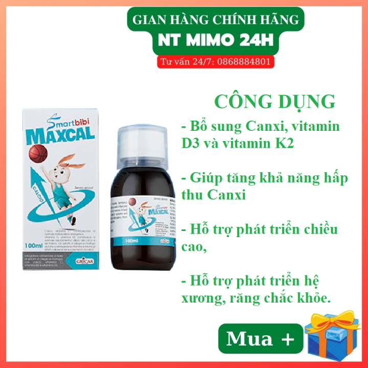 Maxcal Smartbibi bổ sung canxi hữu cơ vitamin D3 và K2 giúp bé