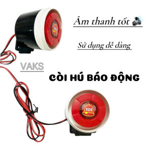 Còi báo động mini màu đỏ và đen có dây sử dụng trong nhà máy kho xưởng..vv