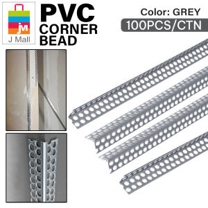 J MALL (100PCS/CTN) PVC Drywall plastering Corner Beads A1 [Skim Coat/Plaster/Cement/Simen] - GREY