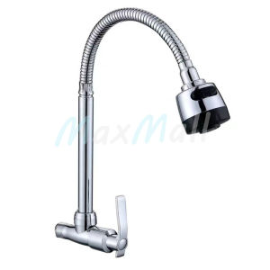 Kran Angsa Fleksibel 2 Mode Wastafel Tembok Sink Stainless Keran Air Kran Angsa Cuci Piring Dapur Fleksibel 360 Derajat Putar