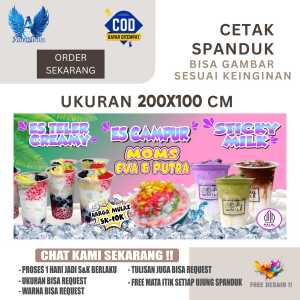 Cetak Spanduk Banner Es teler Es Campur Sticky MILK Costom Desain