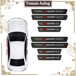 4/20Pcs Strip Sill Guard Karet / Stiker Mobil 3D Carbon Fiber Untuk Toyota Honda