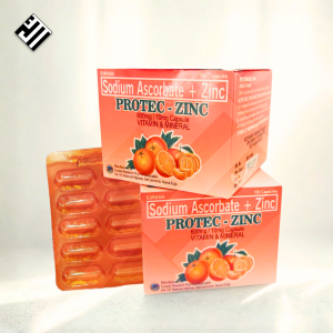 Sodium Ascorbate + Zinc PROTEC-ZINC 600mg/10mg (100 CAPSULES)