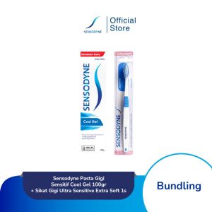 Sensodyne Pasta Gigi Sensitif Cool Gel 100gr + Sikat Gigi Ultra Sensitive Extra Soft 1s