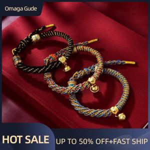 Omaga Hand-woven Tibetan Bracelet Colorful Thread Good Lucky Charm Rope Bracelet With Bell Women Bangles