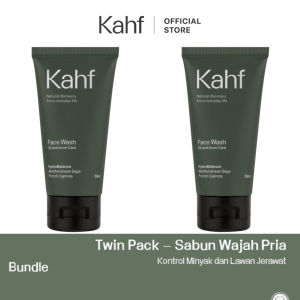 KAHF Face Wash Twin Pack Indonesia / Paket 2 Sabun Wajah 50ml & 100ml / Skin Energizing & Brightening / Oil Acne Care / Triple Action Oil Comedo Defence / Gentle Exfoliating / Cleanser Scrub / Skincare Facial Care Man Cowok Series / Package Bundle Set