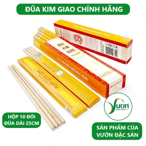 ĐŨA KIM GIAO dài 25cm (Hộp 10 đôi) Đũa gỗ quý từ Rừng Cúc Phương Ninh Bình cam kết chất lượng sản phẩm - Vườn Đặc Sản