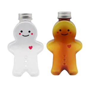 5pcs Cute Gingerbread Man Drinking Cup Plastic Bottle Kitchen Milk Tea Water Bottle Home Couple Christmas Bottles