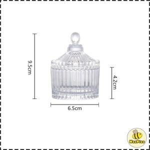 MaxPlus【Ready in Stock】 Crystal Glass Candy Jar With Lid Jewelry Storage Jar Multi-Functional Transparent Storage Jar 1Pc