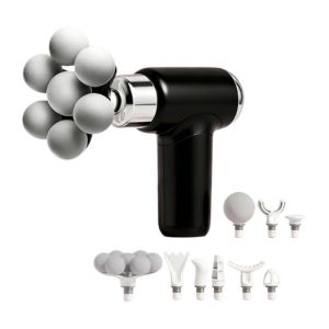 LITUILI Adjustable 6-speed 7 Balls Muscle Massager Compact Size 9 Replaceable Heads Wireless Vibration Massager Muscle Relaxation Handheld Mini Electric Fascia Massager Home Fitness