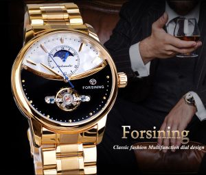 new Forsining luxury brand automatic mens watch business watch casual steel belt waterproof sports machine Relogio Masculino. Mens gift