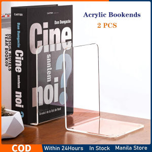 2 pcs Acrylic Bookends L-shaped Clear Bookends Desktop Organizer Bookshelf for Bedroom Library Office School Stationery Supplies(12*12*17.5cm ）