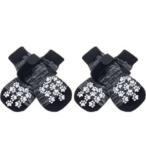 LINHU with Straps Anti Slip Dog Socks Traction Control 4Pcs/set Dog Paw Protectors Comfortable Small Size Non-Slip Pet Socks For Small Dogs