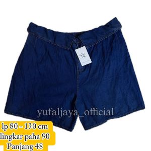 Kulot Jeans Terbaru Lipat Pinggang Karet Tali Depan Bahan Denim