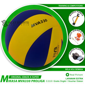 Bola Voli Mikasa MVA330 Japan Empuk Poli Volley Ball Free Pompa Pluit