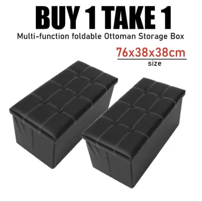 BUY 1 TAKE 1 Multfunctional Foldable Ottoman Storage Foot Stool Waterproof Leather Footstool Storage