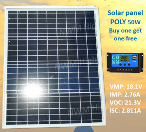 Bigsun Solar Panel POLY-50W is suitable for 12V battery charging
