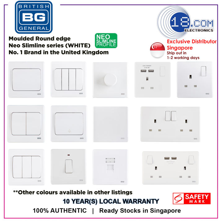 British General Switches Moulded Neo Slimline Round Edge Switch sockets Switch sockets