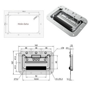 4Pcs/Set Flight Case Tour Case Recessed Handle Replacement Speaker Box Metal Handle With Rubber Grip
