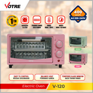 VOTRE Oven Listrik Berdaya 12L dengan Ventilasi Kompresor dan Panel Kontrol Mudah - Garansi 1 Tahun (V-120)