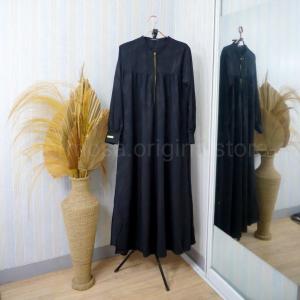 Hermosa - Abaya Emboss Merak Hitam Wolfis Premium I Abaya Kekinian I Abaya Mewah I Abaya Syari