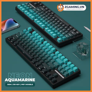 Keycap Polarday NEON AQUAMARINE | PBT Double Shot | OEM Profile Xuyên LedFull 130 Phím | Sẵn Hàng Hỏa Tốc