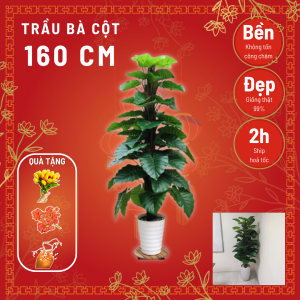 Cây trầu bà cột giả - Size 160cm - 63 lá - thân to - lá dày - loại cao cấp - Cây giả hoa lụa Decor trang trí nhà cửa quán cà phê nhà hàng