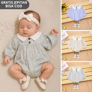 Baju Bayi Perempuan Newborn Set Bando 0-20 BULAN Jumper Bayi Millie | One set bayi Cewek Zalira Kids